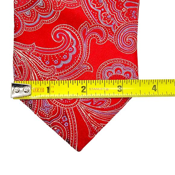 Cremieux Collection Red Paisley Handmade 100% Silk Necktie Tie - OS - Picture 5 of 5
